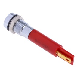 1 pcs - RS PRO Red Panel Mount Indicator, 8mm Mounting Hole Size, Solder Tab Termination, IP67