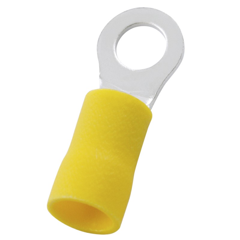 100 pcs - RS PRO Insulated Ring Terminal, 5.3mm Stud Size, 4mm² to 6mm² Wire Size, Yellow