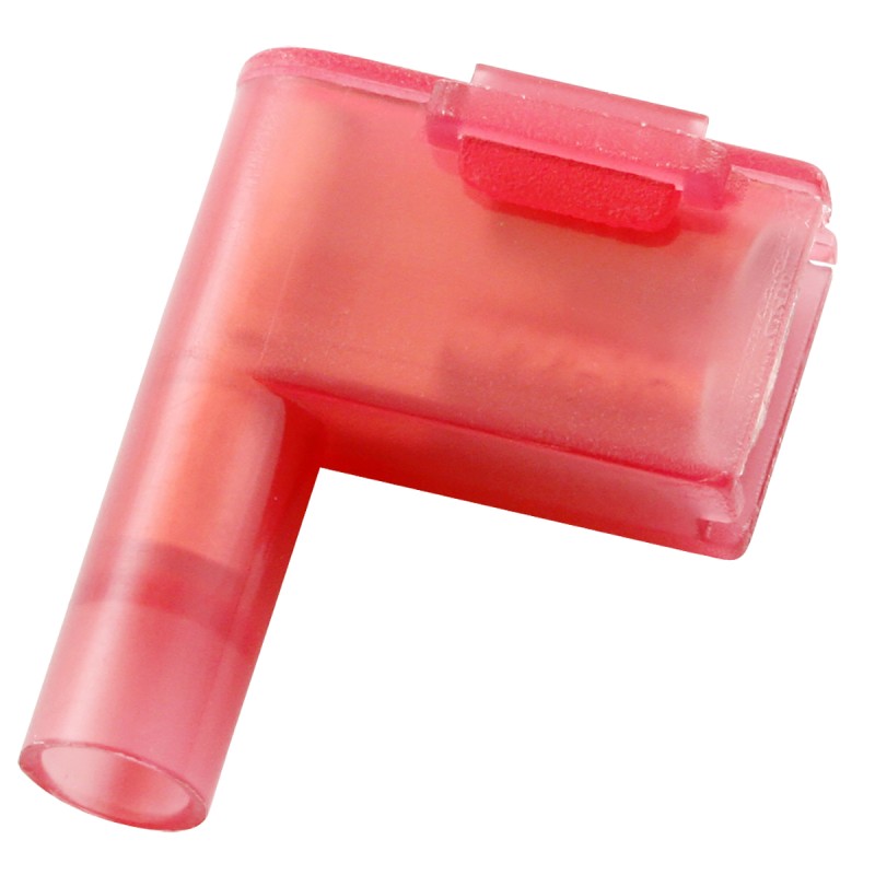 100 pcs - RS PRO Red Insulated Female Spade Connector, Flag Terminal, 6.35 x 0.8mm Tab Size, 0.5mm² to 0.75mm²