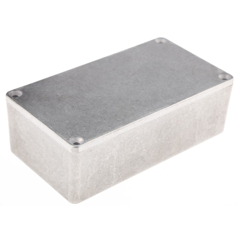 1 pcs - Hammond 1590 Series Natural Die Cast Aluminium Enclosure, IP54, Natural Lid, 121.2 x 65.5 x 39.8mm