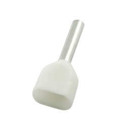 100 pcs - RS PRO Insulated Crimp Bootlace Ferrule, 8mm Pin Length, 2.1mm Pin Diameter, 2 x 0.75mm² Wire Size, White
