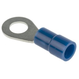 100 pcs - RS PRO Insulated Ring Terminal, 5.3mm Stud Size, 1.5mm² to 2.5mm² Wire Size, Blue