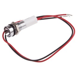 1 pcs - RS PRO White Panel Mount Indicator, 24V dc, 8mm Mounting Hole Size, Lead Wires Termination, IP67