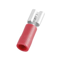 100 pcs - RS PRO Red Insulated Female Spade Connector, Receptacle, 0.8 x 4.75mm Tab Size, 0.5mm² to 1.5mm²