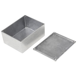 1 pcs - RS PRO Grey Die Cast Aluminium Enclosure, Grey Lid, 110 x 82.5 x 44.5mm
