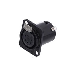 1 pcs : AC5FDZB - XLR Connectors 5 Pole XLR Female Chassis Mount D Type Machined Contacts Black Finish