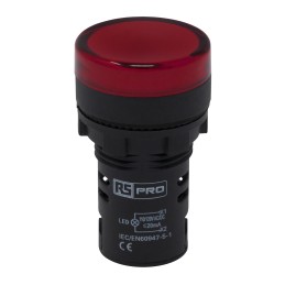 1 pcs - RS PRO, Panel Mount Red LED Pilot Light, 22mm Cutout, IP65, Round, 110V ac