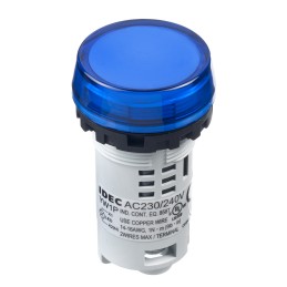 1 pcs - Idec, IDEC YW, Panel Mount Blue LED Pilot Light, 22mm Cutout, 230/240V ac