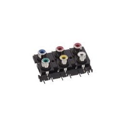 1 pcs : RCJ-61562423 - RCA Phono Connectors RCA jack, 6P, 2 x 3, rt, through hole, BE/GR/RD(2)/YL/WH