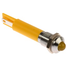 1 pcs - RS PRO Yellow Panel Mount Indicator, 230V ac, 8mm Mounting Hole Size