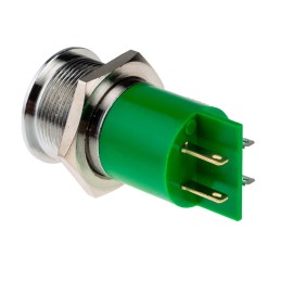 1 pcs - RS PRO Green Panel Mount Indicator, 22mm Mounting Hole Size, Solder Tab Termination