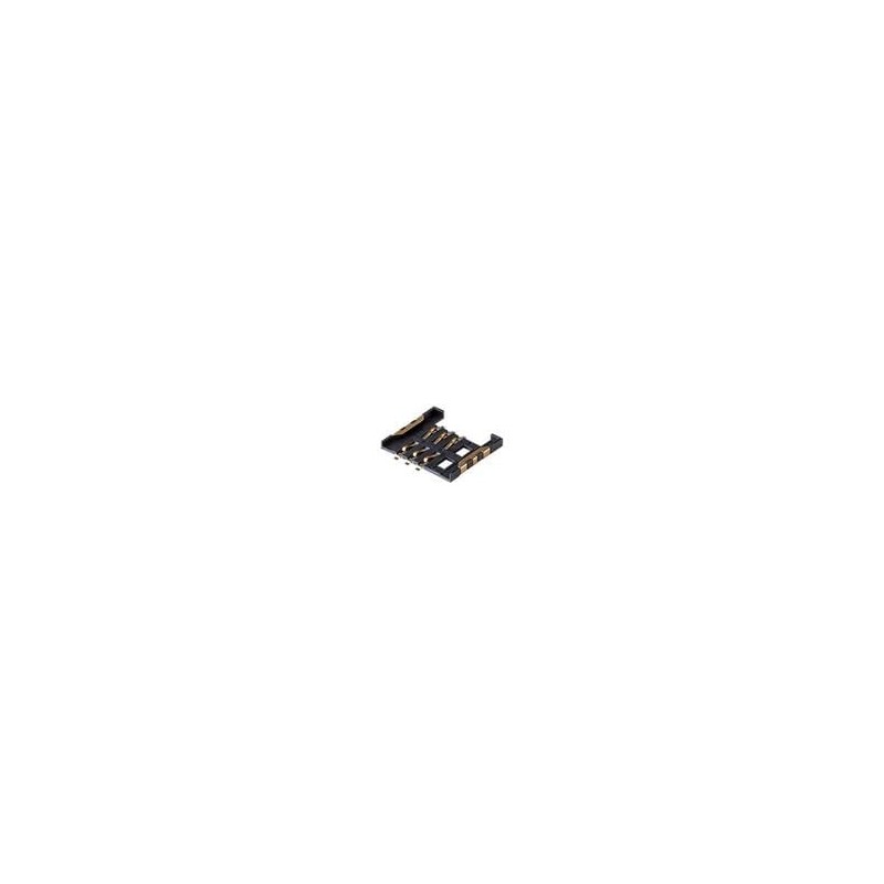 1 pcs : SIM-8-B - Memory Card Connectors 6 Positions, Push In, Pull Out, SMT, 1.7 mm Height Above Board,