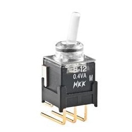 1 pcs : B12JJHF - Toggle Switches SPDT ON-ON 0.4VA GRN RIGHT ANGLE PC