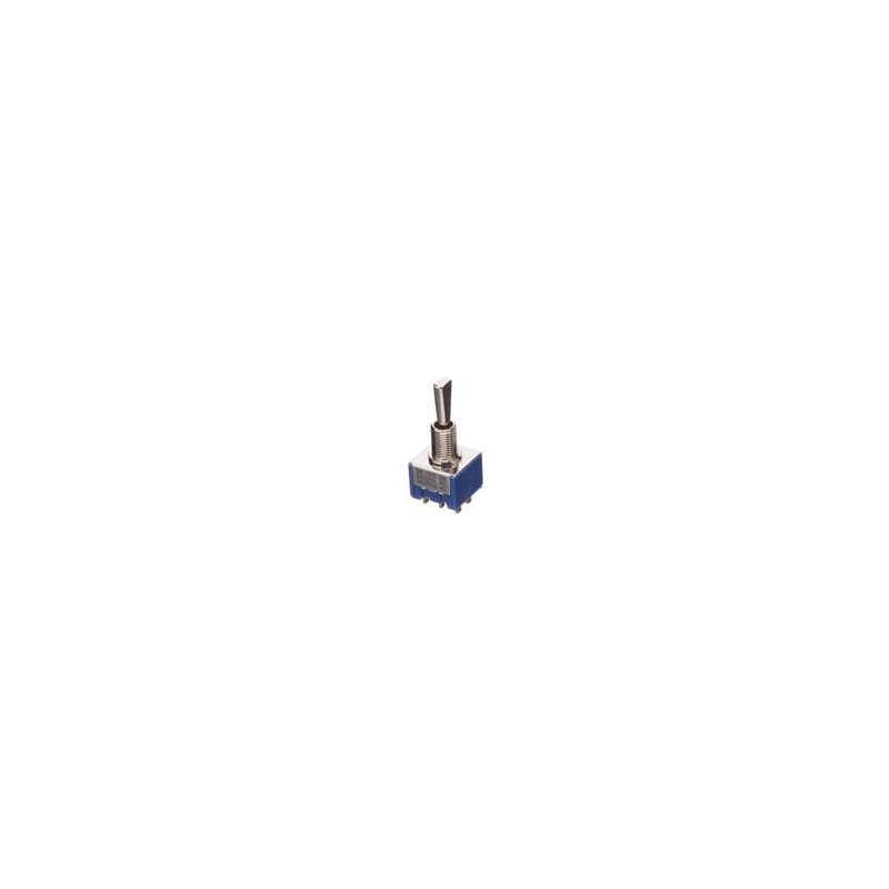 1 pcs : 8C2021-Z - Toggle Switches DPDT, ON-OFF-ON, 11.4mm flatted toggle, 1/4'-40 threaded bushing, solder lug terminals, 6A @ 