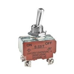 1 pcs : S331T - Toggle Switches DPST ON-OFF MED/HIGH SCREW LUG