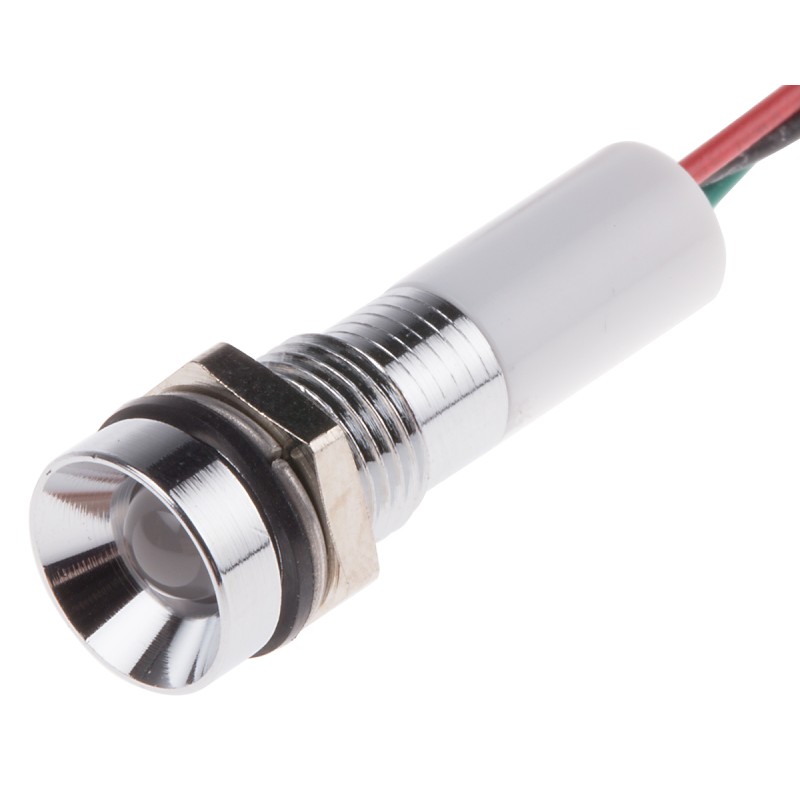 1 pcs - RS PRO Panel Mount Indicator, 24V dc, 8mm Mounting Hole Size, Lead Wires Termination, IP67