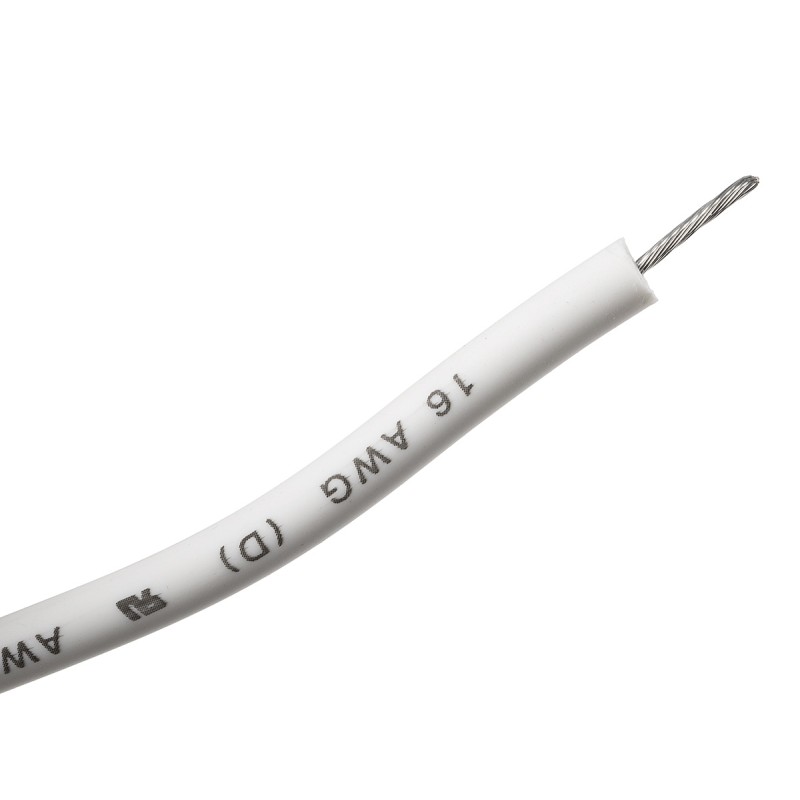 1 Reel of 30 M - Alpha Wire White 1.3 mm² Hook Up Wire, 16 AWG, 26/0.25 mm, 30m, Silicone Rubber Insulation