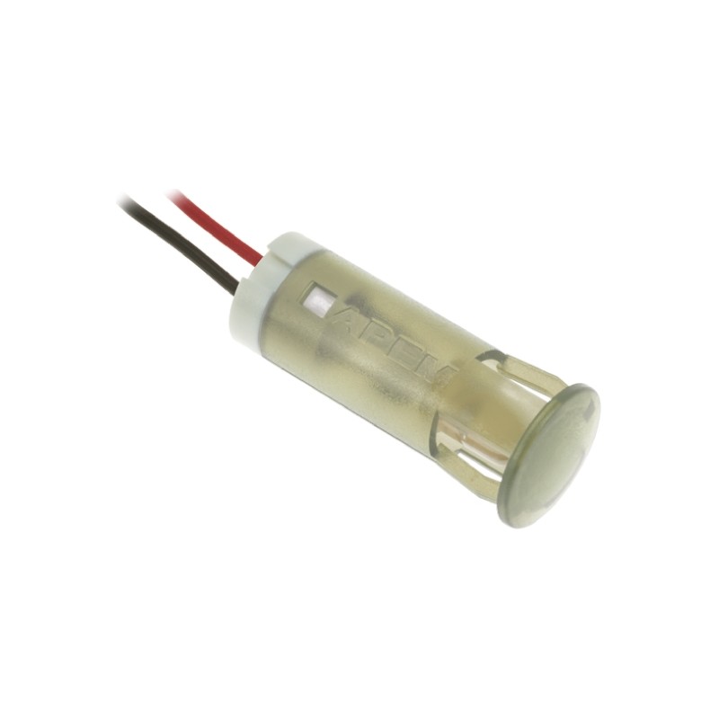 1 pcs - Apem White Panel Mount Indicator, 220V ac, 12mm Mounting Hole Size, Lead Wires Termination