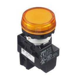 1 pcs - Idec, YW, Panel Mount Orange LED Pilot Light Complete, 22mm Cutout, IP65, Round, 24V ac/dc
