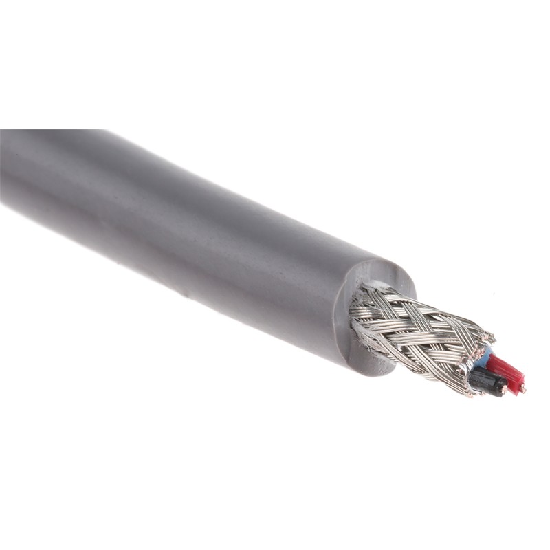 1 Reel of 30 M - Alpha Wire Twisted Pair Data Cable, 1 Pairs, 0.09 mm², 2 Cores, 28 AWG, Screened, 30m, Grey Sheath