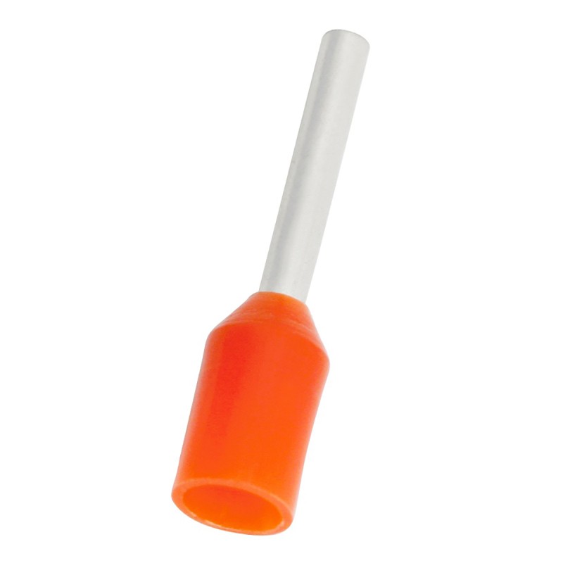 100 pcs - RS PRO Insulated Crimp Bootlace Ferrule, 10mm Pin Length, 3.2mm Pin Diameter, 4mm² Wire Size, Orange