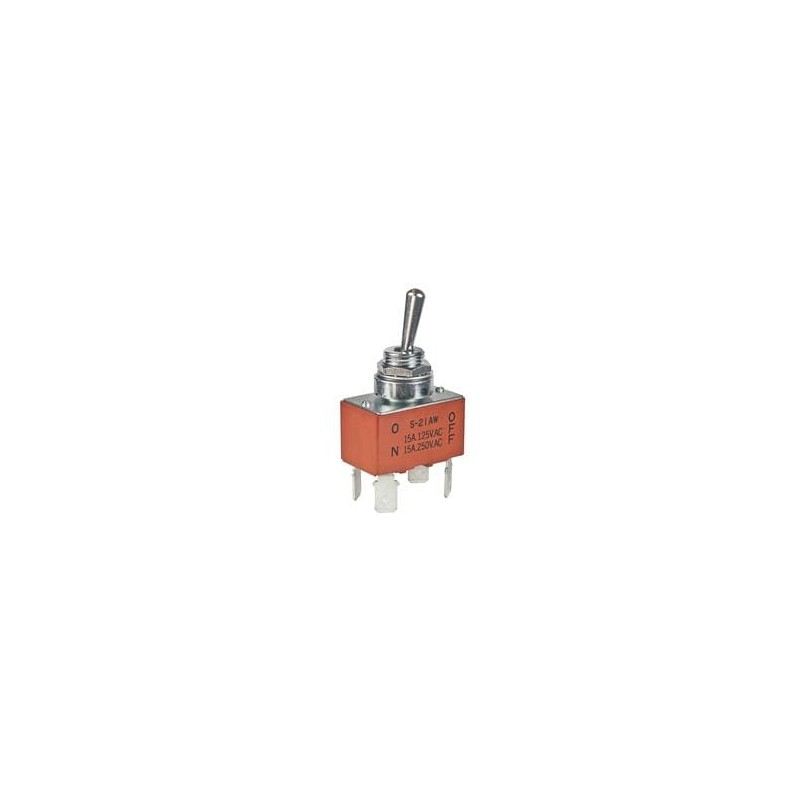 1 pcs : S21AWF - Toggle Switches DPST ON-OFF .250 QC SPLSHPRF BUSHING 15A