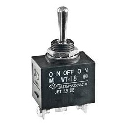 1 pcs : WT18T - Toggle Switches DPDT (ON)-OFF-(ON) Screw Lug Panel Mnt