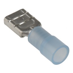 100 pcs - RS PRO Blue Insulated Female Spade Connector, Receptacle, 0.8 x 6.35mm Tab Size, 1.5mm² to 2.5mm²
