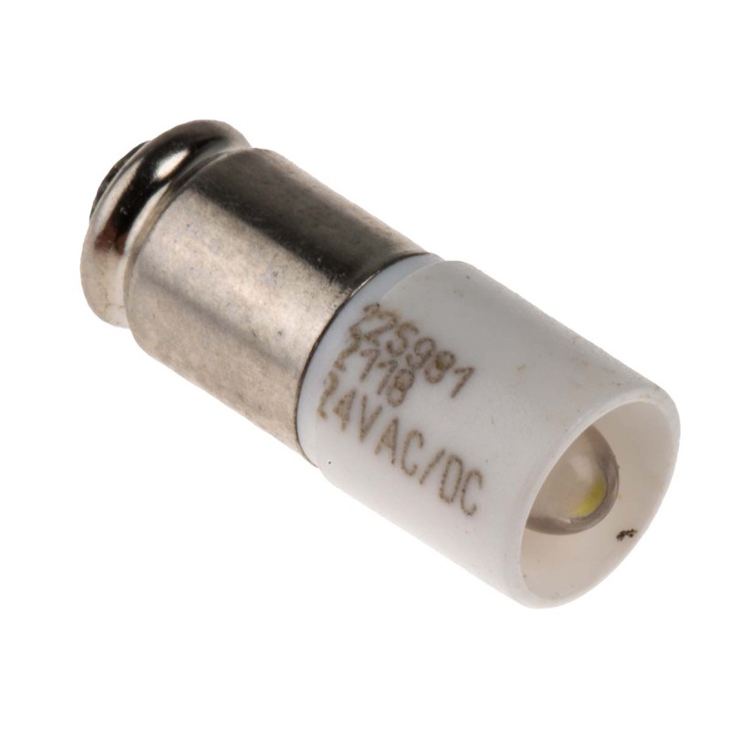 1 pcs - RS PRO White LED Indicator Lamp, 24V ac/dc, Midget Groove Base, 6mm Diameter, 2070mcd