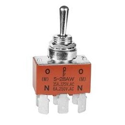 1 pcs : S28AWF - Toggle Switches DPDT (ON)OFF(ON) .25 QC SPLSHPF BSHNG 15