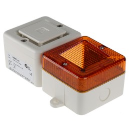 1 pcs - e2s SONFL1X Series Amber Sounder Beacon, 115 V ac, IP66, Surface Mount, 100dB at 1 Metre