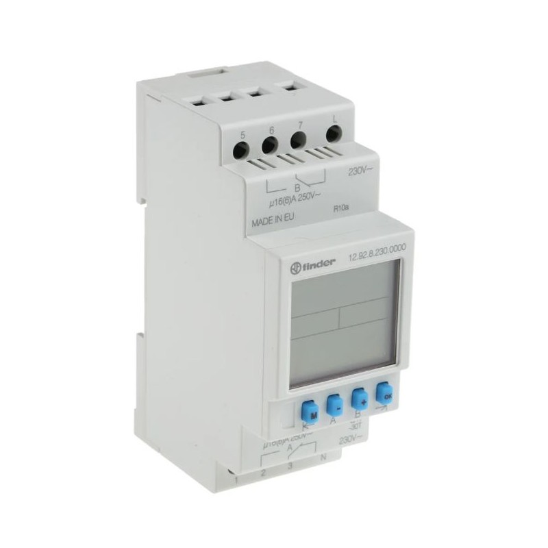 1 pcs - Finder Digital DIN Rail Time Switch 230 V ac, 2-Channel