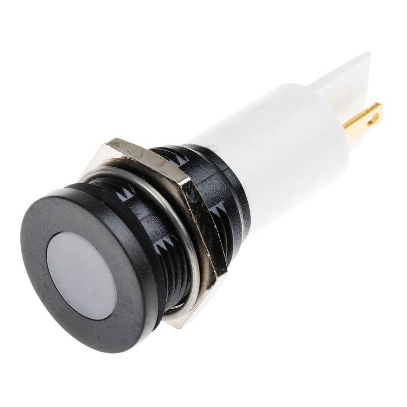 1 pcs - RS PRO White Panel Mount Indicator, 230V ac, 16mm Mounting Hole Size, Solder Tab Termination, IP67