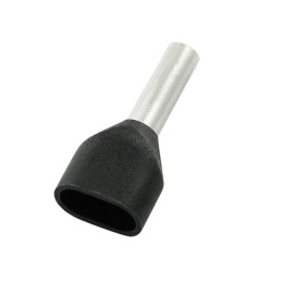100 pcs - RS PRO Insulated Crimp Bootlace Ferrule, 12mm Pin Length, 2.6mm Pin Diameter, 2 x 1.5mm² Wire Size, Black