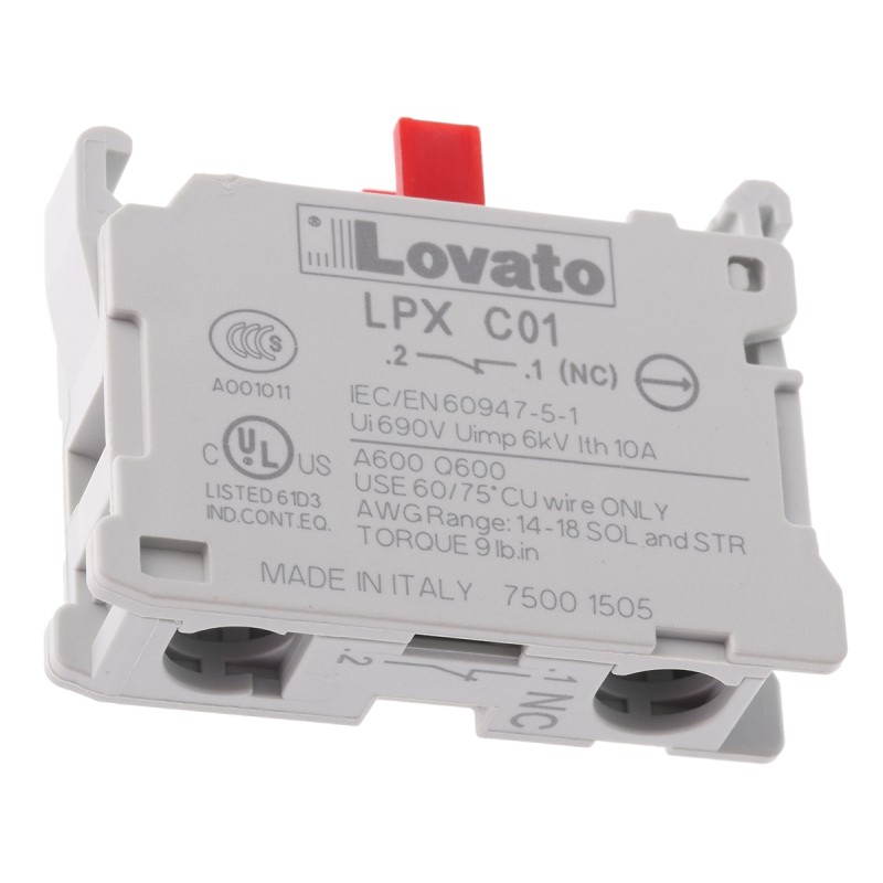 1 pcs - Lovato Platinum 22mm Series Contact Block, 690V, 1NC