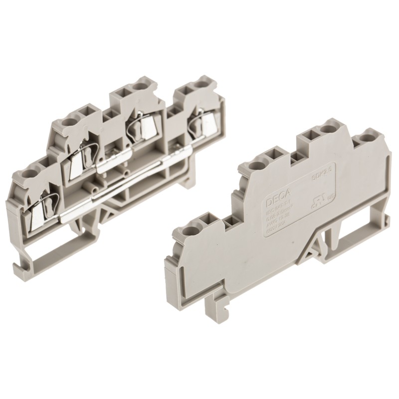 5 pcs - RS PRO Beige Double Level Terminal Block, 2.5mm², Double-Level, Spring Clamp Termination