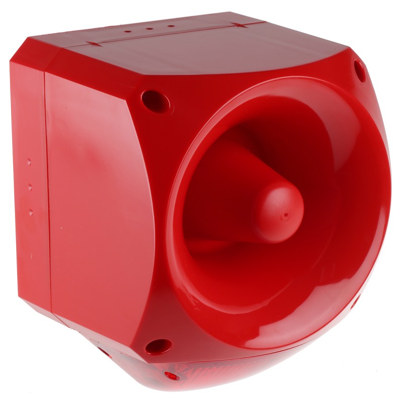 1 pcs - Klaxon PNC Series Red Sounder Beacon, 10 - 60 V dc, IP66, Side Mount, 116dB at 1 Metre