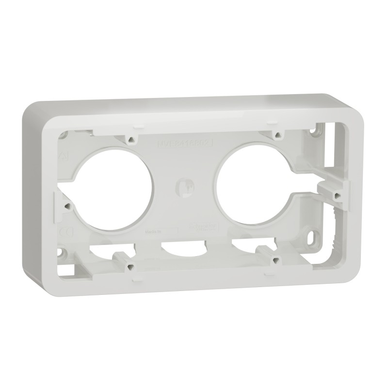 1 pcs - Schneider Electric Unica White ABS Back Box, Surface Mount Mount, 2 Gangs, 87 x 158 x 40mm