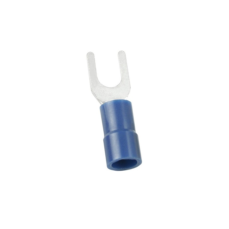 100 pcs - RS PRO Insulated Crimp Spade Connector, 1.5mm² to 2.5mm², 16AWG to 14AWG, 4.3mm Stud Size Vinyl, Blue