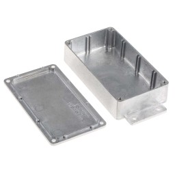 1 pcs - RS PRO Silver Die Cast Aluminium Enclosure, Flanged, Silver Lid, 139.7 x 63.8 x 30mm