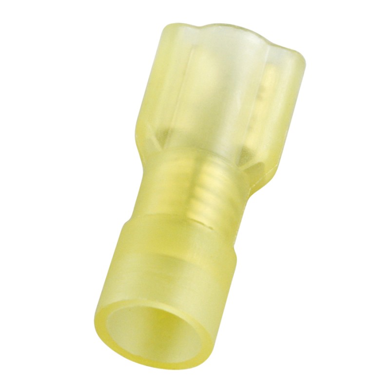 100 pcs - RS PRO Yellow Insulated Female Spade Connector, Receptacle, 0.8 x 6.35mm Tab Size, 4mm² to 6mm²