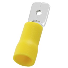 100 pcs - RS PRO Yellow Insulated Male Spade Connector, Tab, 0.8 x 6.35mm Tab Size, 4mm² to 6mm²