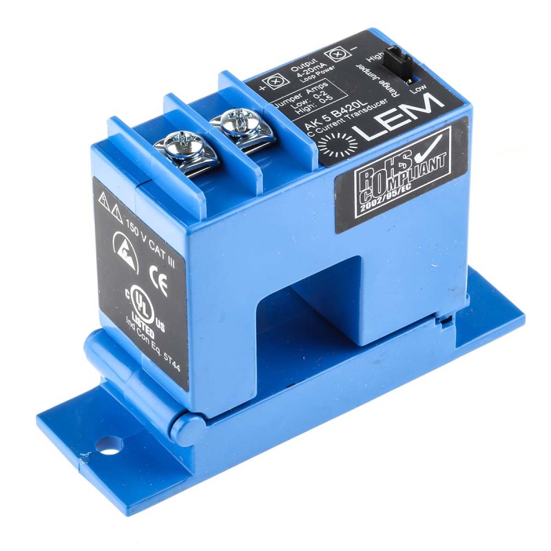 1 pcs - LEM AK Series Current Transformer, 5A Input, 5:1, 4 - 20 mA Output, 21.7mm Bore, 24 V dc, 150 V ac