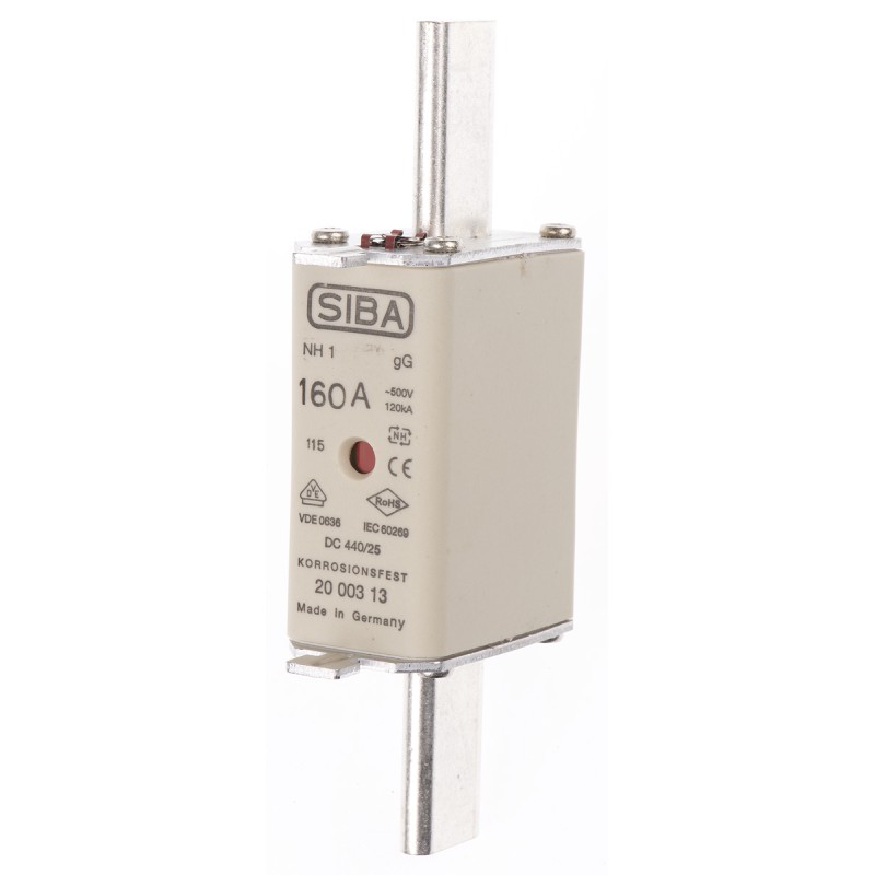 1 pcs - SIBA 160A Centred Tag Fuse, NH1, 500V ac