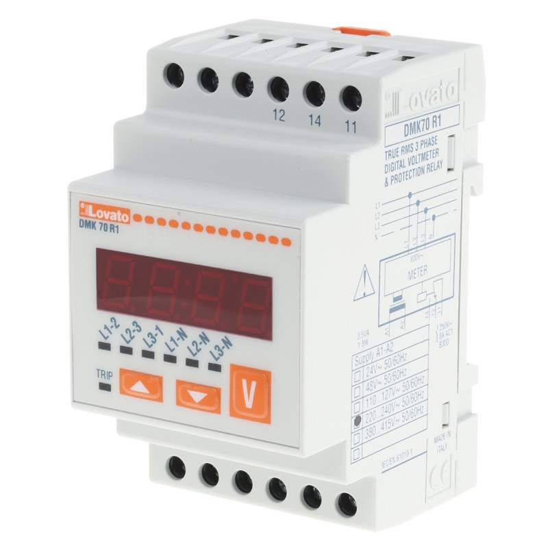 1 pcs - Lovato Digital Voltmeter AC, LED Display 4-Digits ±0.25 %