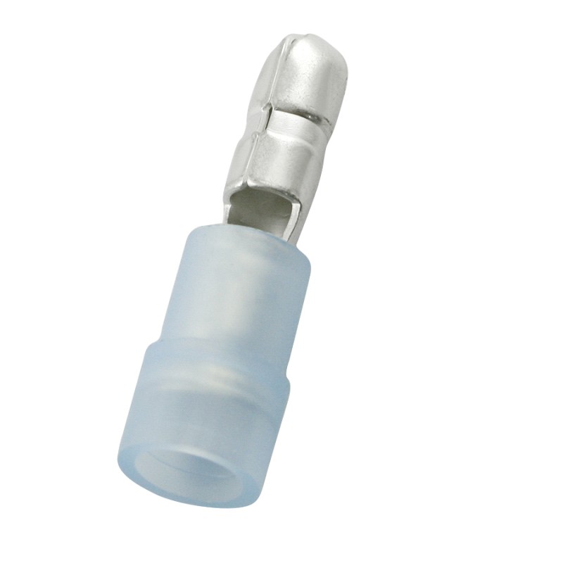 100 pcs - RS PRO Insulated Male Crimp Bullet Connector, 1.5mm² to 2.5mm², 16AWG to 14AWG, 4mm Bullet diameter, Blue
