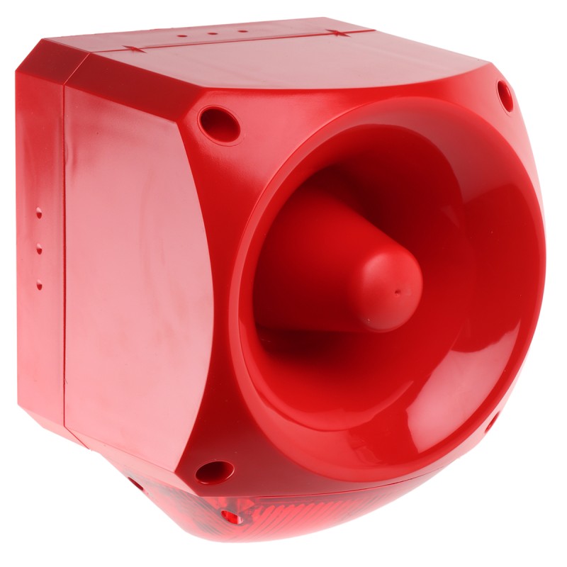 1 pcs - Klaxon Nexus 110 Series Red Sounder Beacon, 24 - 48 V ac, IP66, Base Mount, 116dB at 1 Metre