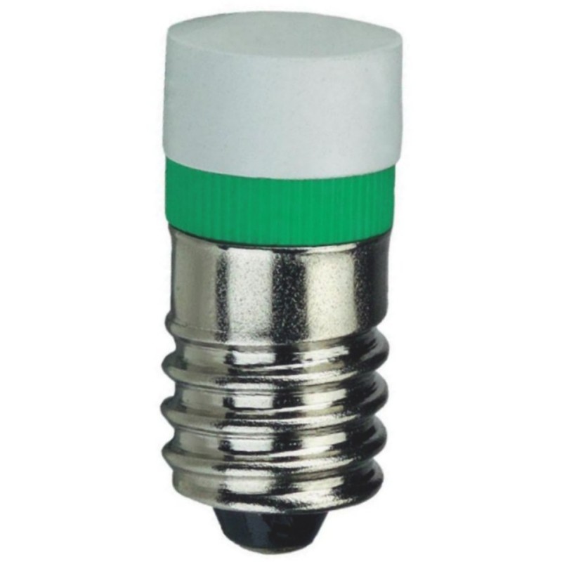 1 pcs - Signal Construct Green LED Indicator Lamp, 12V ac/dc, E10 Base, 9.7mm Diameter, 850mcd