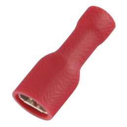 100 pcs - RS PRO Red Insulated Female Spade Connector, Receptacle, 0.5 x 4.75mm Tab Size, 0.5mm² to 1.5mm²