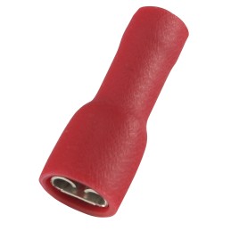 100 pcs - RS PRO Red Insulated Female Spade Connector, Receptacle, 0.5 x 4.75mm Tab Size, 0.5mm² to 1.5mm²